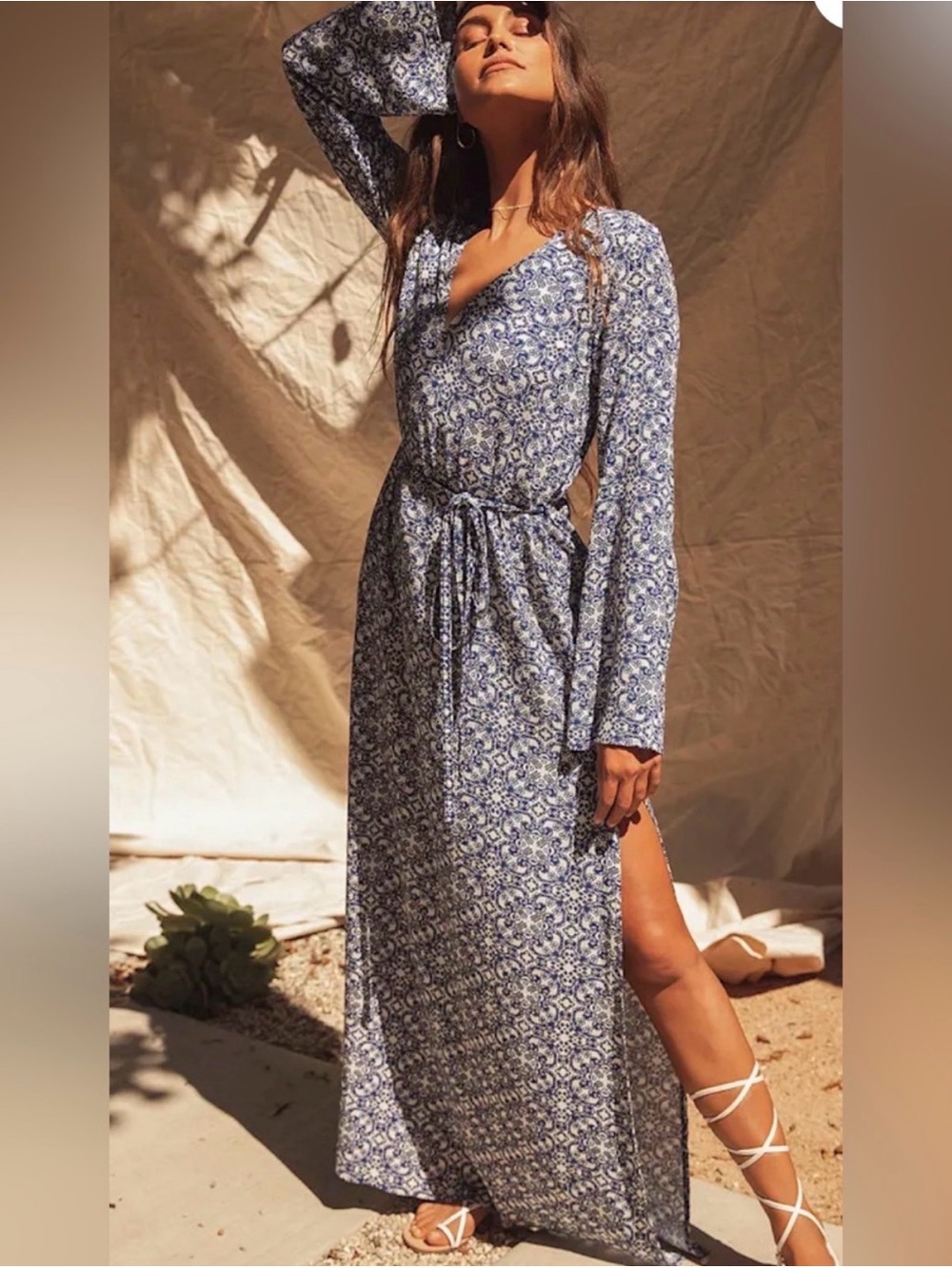 Lulus Mandala Daydream Blue Print Maxi Dress